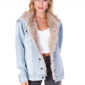 Show Me Your Mumu Durado Fur Lined Jean Jacket size small